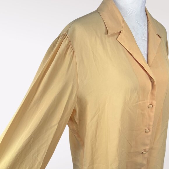 Vintage 80s Jebb Levy Long Sleeve Button Down Shirt Sheer Yellow Size Medium - Picture 7 of 9